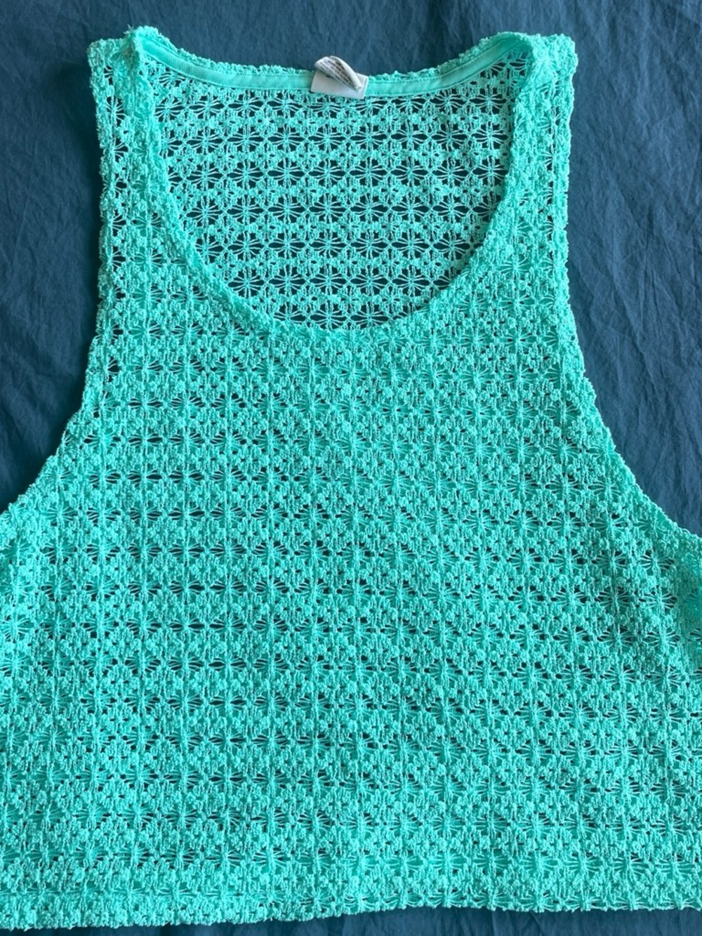 PINK Victoria's Secret Open-Knit Crochet Tank Top in Mint